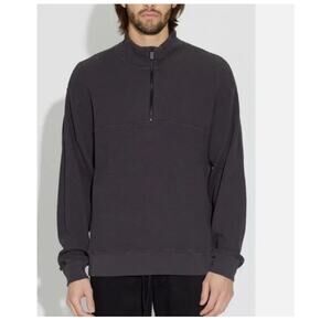 Cotton Citizen Cooper Half Zip Thermal Waffle Knit Espresso brown Mens sz L NWT